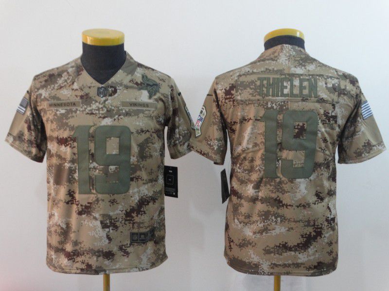 Youth Minnesota Vikings #19 Thielen Nike Camo Salute to Service Limited NFL Jersey->women nfl jersey->Women Jersey